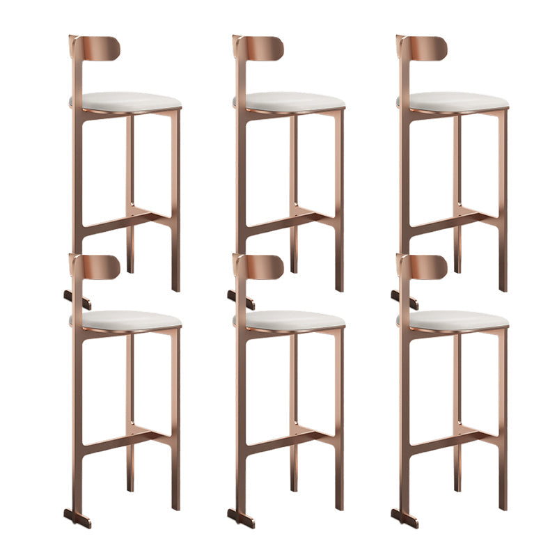 Modern Backrest Armless Counter Stool Iron Frame Bar Stool with Leather Cushion Rose Gold 6 Piece Set Bar Stool(30"H) Clearhalo 'Bar Furniture' 'Bar Stools' 'bar_stools' 'furn' 'furn_bar_stools' 'Furniture' 'Kitchen & Dining Furniture' 6372770
