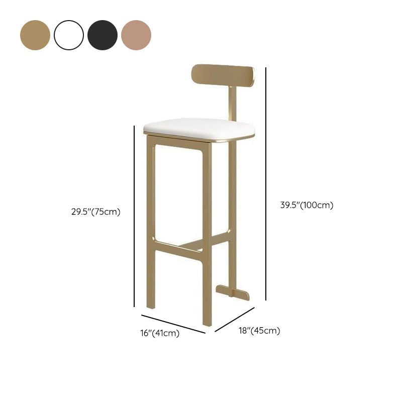 Modern Backrest Armless Counter Stool Iron Frame Bar Stool with Leather Cushion Clearhalo 'Bar Furniture' 'Bar Stools' 'bar_stools' 'furn' 'furn_bar_stools' 'Furniture' 'Kitchen & Dining Furniture' 6372773