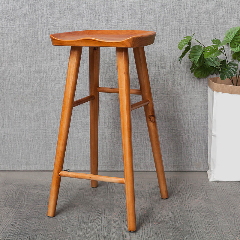 Industrial Armless Backless Counter Stool Rubber Wood Bar Stool with Pedal Clearhalo 'Bar Furniture' 'Bar Stools' 'bar_stools' 'furn' 'furn_bar_stools' 'Furniture' 'Kitchen & Dining Furniture' 6372774