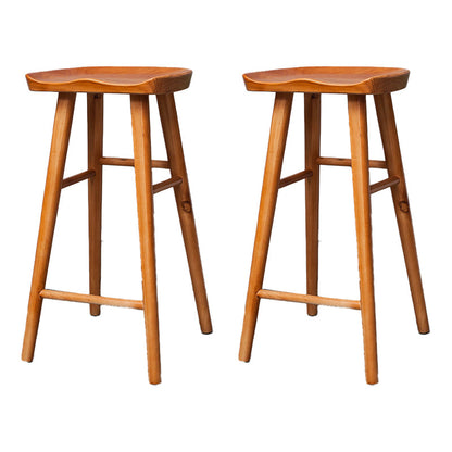 Industrial Armless Backless Counter Stool Rubber Wood Bar Stool with Pedal Walnut 2 Piece Set Clearhalo 'Bar Furniture' 'Bar Stools' 'bar_stools' 'furn' 'furn_bar_stools' 'Furniture' 'Kitchen & Dining Furniture' 6372775