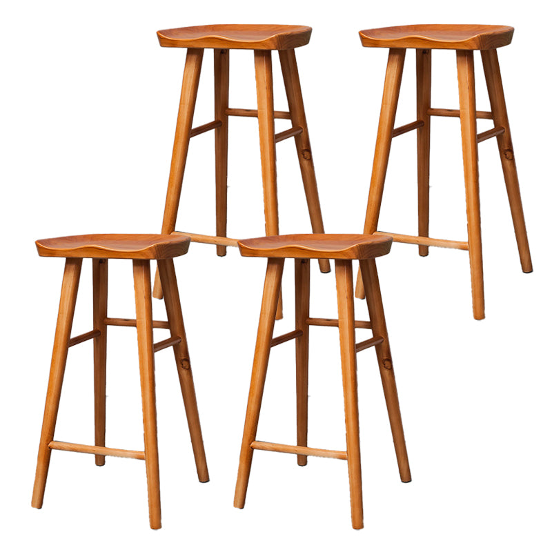 Industrial Armless Backless Counter Stool Rubber Wood Bar Stool with Pedal Walnut 4 Piece Set Clearhalo 'Bar Furniture' 'Bar Stools' 'bar_stools' 'furn' 'furn_bar_stools' 'Furniture' 'Kitchen & Dining Furniture' 6372777
