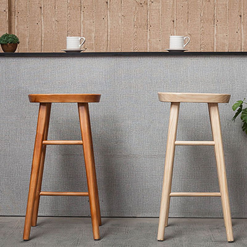 Industrial Armless Backless Counter Stool Rubber Wood Bar Stool with Pedal Clearhalo 'Bar Furniture' 'Bar Stools' 'bar_stools' 'furn' 'furn_bar_stools' 'Furniture' 'Kitchen & Dining Furniture' 6372779