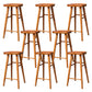 Industrial Armless Backless Counter Stool Rubber Wood Bar Stool with Pedal Walnut 8 Piece Set Clearhalo 'Bar Furniture' 'Bar Stools' 'bar_stools' 'furn' 'furn_bar_stools' 'Furniture' 'Kitchen & Dining Furniture' 6372780