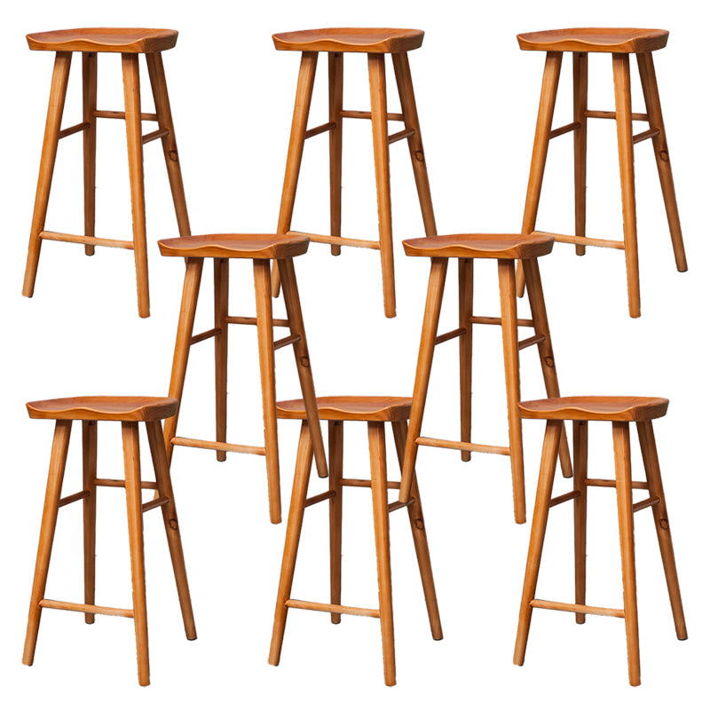Industrial Armless Backless Counter Stool Rubber Wood Bar Stool with Pedal Walnut 8 Piece Set Clearhalo 'Bar Furniture' 'Bar Stools' 'bar_stools' 'furn' 'furn_bar_stools' 'Furniture' 'Kitchen & Dining Furniture' 6372780