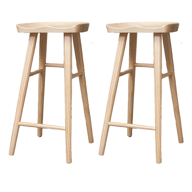 Industrial Armless Backless Counter Stool Rubber Wood Bar Stool with Pedal Natural 2 Piece Set Clearhalo 'Bar Furniture' 'Bar Stools' 'bar_stools' 'furn' 'furn_bar_stools' 'Furniture' 'Kitchen & Dining Furniture' 6372782