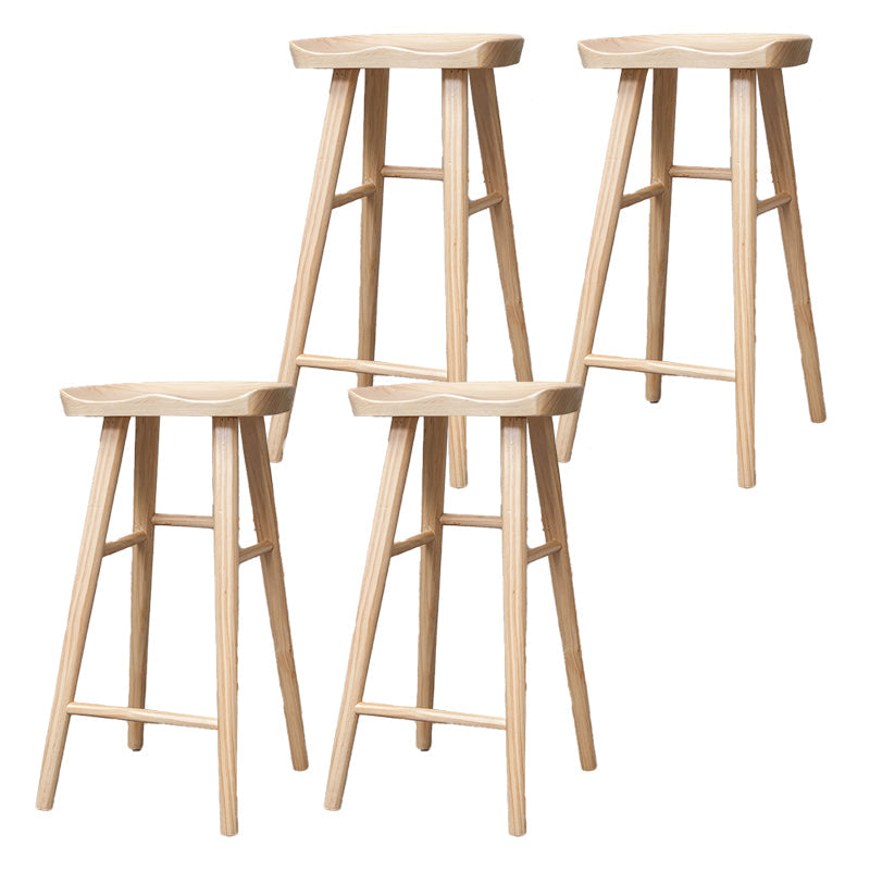 Industrial Armless Backless Counter Stool Rubber Wood Bar Stool with Pedal Natural 4 Piece Set Clearhalo 'Bar Furniture' 'Bar Stools' 'bar_stools' 'furn' 'furn_bar_stools' 'Furniture' 'Kitchen & Dining Furniture' 6372784