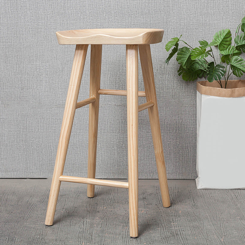 Industrial Armless Backless Counter Stool Rubber Wood Bar Stool with Pedal Clearhalo 'Bar Furniture' 'Bar Stools' 'bar_stools' 'furn' 'furn_bar_stools' 'Furniture' 'Kitchen & Dining Furniture' 6372791