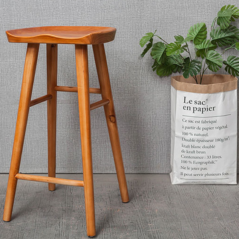 Industrial Armless Backless Counter Stool Rubber Wood Bar Stool with Pedal Clearhalo 'Bar Furniture' 'Bar Stools' 'bar_stools' 'furn' 'furn_bar_stools' 'Furniture' 'Kitchen & Dining Furniture' 6372793