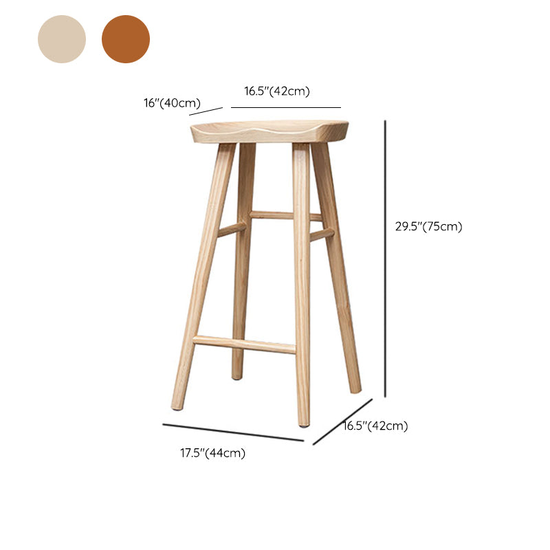 Industrial Armless Backless Counter Stool Rubber Wood Bar Stool with Pedal Clearhalo 'Bar Furniture' 'Bar Stools' 'bar_stools' 'furn' 'furn_bar_stools' 'Furniture' 'Kitchen & Dining Furniture' 6372797