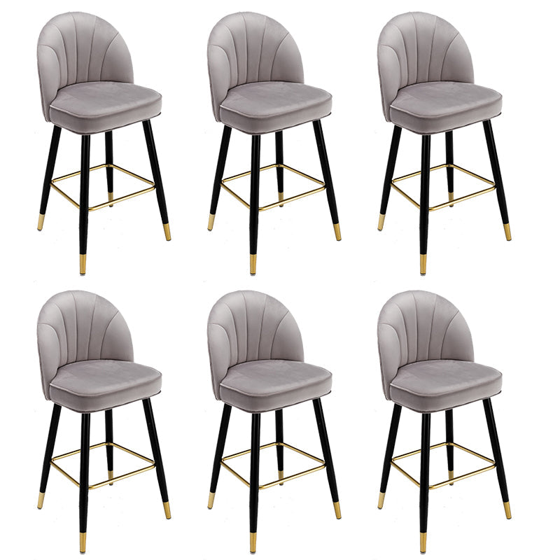 Modern Armless Backrest Counter Stool Iron Bar Stool with Cushion for Bar
