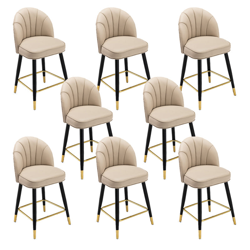 Modern Armless Backrest Counter Stool Iron Bar Stool with Cushion for Bar