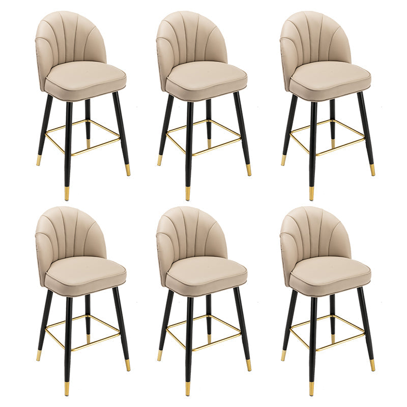 Modern Armless Backrest Counter Stool Iron Bar Stool with Cushion for Bar
