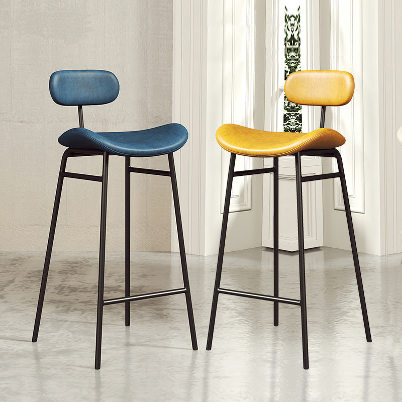 Modern Backrest Counter Stool Iron Cafe Bar Stool with Cushion and Pedal Clearhalo 'Bar Furniture' 'Bar Stools' 'bar_stools' 'furn' 'furn_bar_stools' 'Furniture' 'Kitchen & Dining Furniture' 6372840