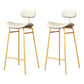 Modern Backrest Counter Stool Iron Cafe Bar Stool with Cushion and Pedal Gold White 2 Piece Set Clearhalo 'Bar Furniture' 'Bar Stools' 'bar_stools' 'furn' 'furn_bar_stools' 'Furniture' 'Kitchen & Dining Furniture' 6372841