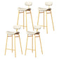 Modern Backrest Counter Stool Iron Cafe Bar Stool with Cushion and Pedal Gold White 4 Piece Set Clearhalo 'Bar Furniture' 'Bar Stools' 'bar_stools' 'furn' 'furn_bar_stools' 'Furniture' 'Kitchen & Dining Furniture' 6372842