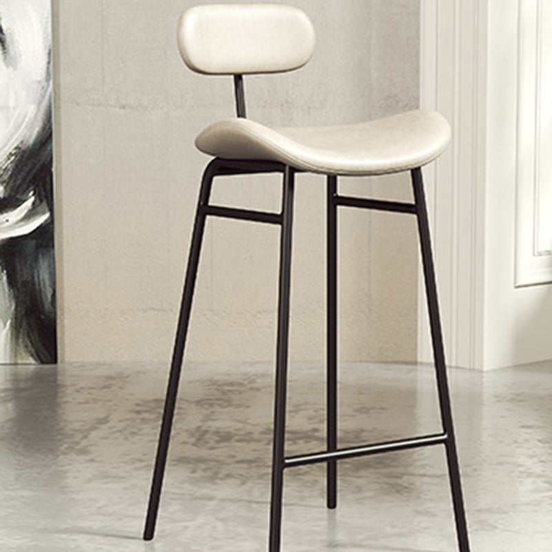 Modern Backrest Counter Stool Iron Cafe Bar Stool with Cushion and Pedal Clearhalo 'Bar Furniture' 'Bar Stools' 'bar_stools' 'furn' 'furn_bar_stools' 'Furniture' 'Kitchen & Dining Furniture' 6372846