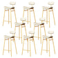 Modern Backrest Counter Stool Iron Cafe Bar Stool with Cushion and Pedal Gold White 8 Piece Set Clearhalo 'Bar Furniture' 'Bar Stools' 'bar_stools' 'furn' 'furn_bar_stools' 'Furniture' 'Kitchen & Dining Furniture' 6372847