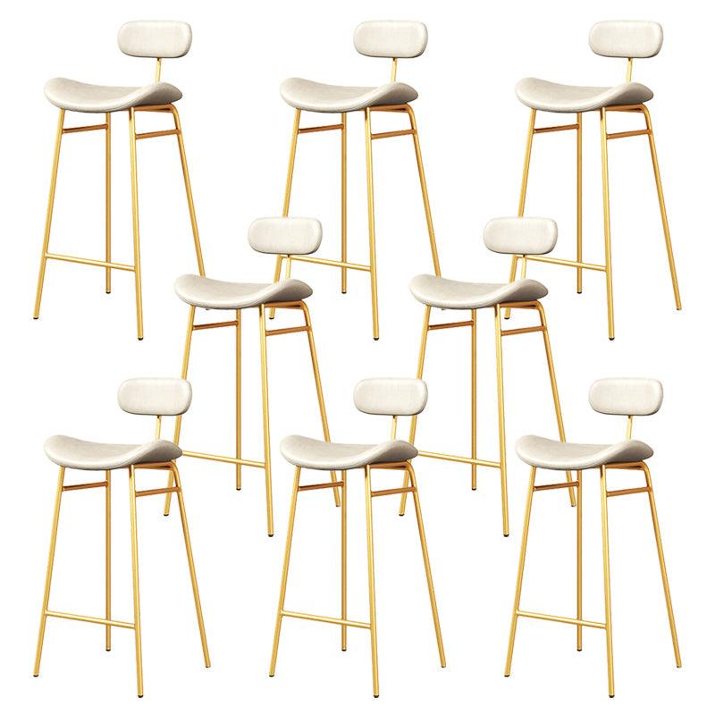 Modern Backrest Counter Stool Iron Cafe Bar Stool with Cushion and Pedal Gold White 8 Piece Set Clearhalo 'Bar Furniture' 'Bar Stools' 'bar_stools' 'furn' 'furn_bar_stools' 'Furniture' 'Kitchen & Dining Furniture' 6372847