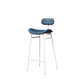 Modern Backrest Counter Stool Iron Cafe Bar Stool with Cushion and Pedal White Blue 1 Piece Clearhalo 'Bar Furniture' 'Bar Stools' 'bar_stools' 'furn' 'furn_bar_stools' 'Furniture' 'Kitchen & Dining Furniture' 6372848