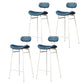 Modern Backrest Counter Stool Iron Cafe Bar Stool with Cushion and Pedal White Blue 4 Piece Set Clearhalo 'Bar Furniture' 'Bar Stools' 'bar_stools' 'furn' 'furn_bar_stools' 'Furniture' 'Kitchen & Dining Furniture' 6372853