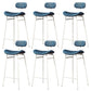 Modern Backrest Counter Stool Iron Cafe Bar Stool with Cushion and Pedal White Blue 6 Piece Set Clearhalo 'Bar Furniture' 'Bar Stools' 'bar_stools' 'furn' 'furn_bar_stools' 'Furniture' 'Kitchen & Dining Furniture' 6372855