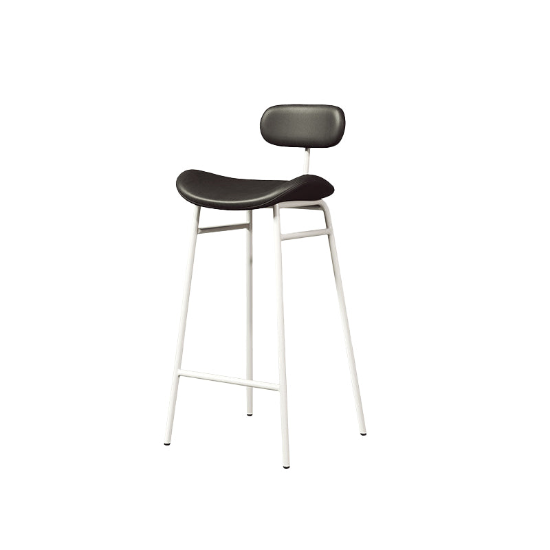 Modern Backrest Counter Stool Iron Cafe Bar Stool with Cushion and Pedal White Black 1 Piece Clearhalo 'Bar Furniture' 'Bar Stools' 'bar_stools' 'furn' 'furn_bar_stools' 'Furniture' 'Kitchen & Dining Furniture' 6372859