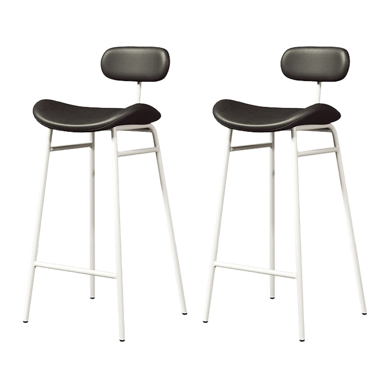 Modern Backrest Counter Stool Iron Cafe Bar Stool with Cushion and Pedal White Black 2 Piece Set Clearhalo 'Bar Furniture' 'Bar Stools' 'bar_stools' 'furn' 'furn_bar_stools' 'Furniture' 'Kitchen & Dining Furniture' 6372860
