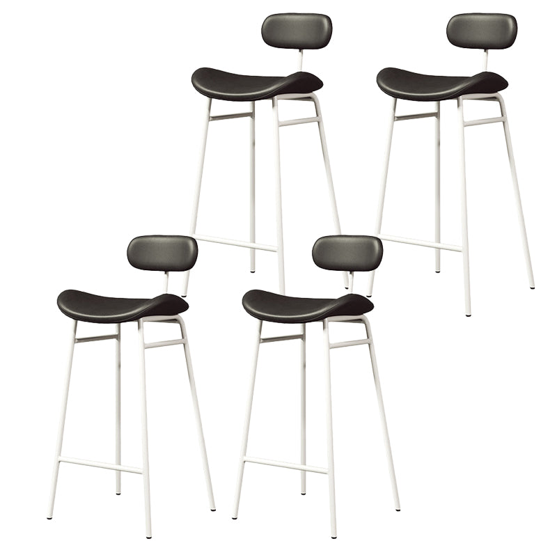Modern Backrest Counter Stool Iron Cafe Bar Stool with Cushion and Pedal White Black 4 Piece Set Clearhalo 'Bar Furniture' 'Bar Stools' 'bar_stools' 'furn' 'furn_bar_stools' 'Furniture' 'Kitchen & Dining Furniture' 6372861