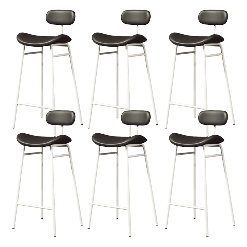 Modern Backrest Counter Stool Iron Cafe Bar Stool with Cushion and Pedal White Black 6 Piece Set Clearhalo 'Bar Furniture' 'Bar Stools' 'bar_stools' 'furn' 'furn_bar_stools' 'Furniture' 'Kitchen & Dining Furniture' 6372862