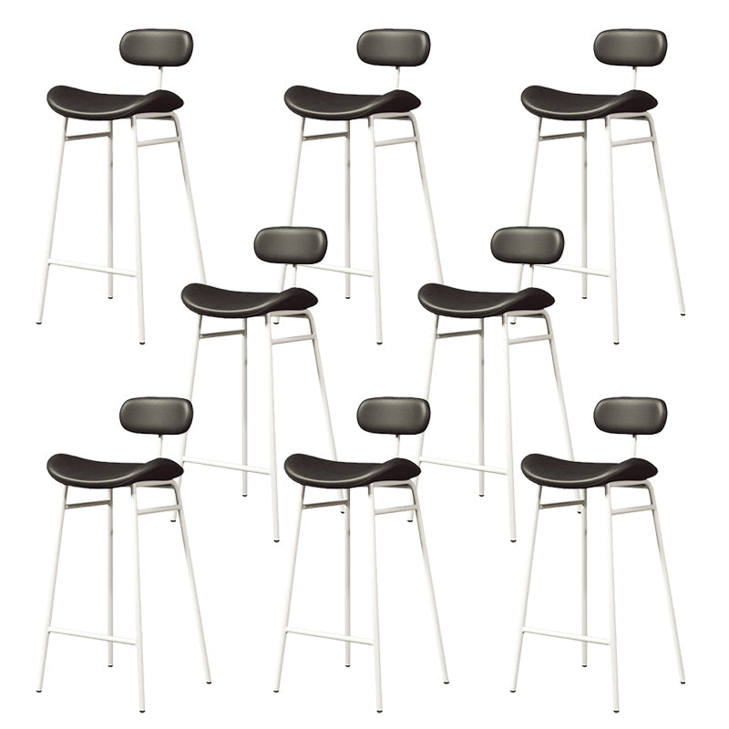 Modern Backrest Counter Stool Iron Cafe Bar Stool with Cushion and Pedal White Black 8 Piece Set Clearhalo 'Bar Furniture' 'Bar Stools' 'bar_stools' 'furn' 'furn_bar_stools' 'Furniture' 'Kitchen & Dining Furniture' 6372863