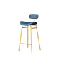Modern Backrest Counter Stool Iron Cafe Bar Stool with Cushion and Pedal Gold Blue 1 Piece Clearhalo 'Bar Furniture' 'Bar Stools' 'bar_stools' 'furn' 'furn_bar_stools' 'Furniture' 'Kitchen & Dining Furniture' 6372864