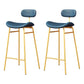 Modern Backrest Counter Stool Iron Cafe Bar Stool with Cushion and Pedal Gold Blue 2 Piece Set Clearhalo 'Bar Furniture' 'Bar Stools' 'bar_stools' 'furn' 'furn_bar_stools' 'Furniture' 'Kitchen & Dining Furniture' 6372865