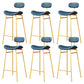 Modern Backrest Counter Stool Iron Cafe Bar Stool with Cushion and Pedal Gold Blue 6 Piece Set Clearhalo 'Bar Furniture' 'Bar Stools' 'bar_stools' 'furn' 'furn_bar_stools' 'Furniture' 'Kitchen & Dining Furniture' 6372867