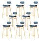 Modern Backrest Counter Stool Iron Cafe Bar Stool with Cushion and Pedal Gold Blue 8 Piece Set Clearhalo 'Bar Furniture' 'Bar Stools' 'bar_stools' 'furn' 'furn_bar_stools' 'Furniture' 'Kitchen & Dining Furniture' 6372868