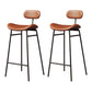 Modern Backrest Counter Stool Iron Cafe Bar Stool with Cushion and Pedal Black Brown 2 Piece Set Clearhalo 'Bar Furniture' 'Bar Stools' 'bar_stools' 'furn' 'furn_bar_stools' 'Furniture' 'Kitchen & Dining Furniture' 6372870
