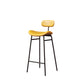Modern Backrest Counter Stool Iron Cafe Bar Stool with Cushion and Pedal Black Yellow 1 Piece Clearhalo 'Bar Furniture' 'Bar Stools' 'bar_stools' 'furn' 'furn_bar_stools' 'Furniture' 'Kitchen & Dining Furniture' 6372874