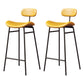 Modern Backrest Counter Stool Iron Cafe Bar Stool with Cushion and Pedal Black Yellow 2 Piece Set Clearhalo 'Bar Furniture' 'Bar Stools' 'bar_stools' 'furn' 'furn_bar_stools' 'Furniture' 'Kitchen & Dining Furniture' 6372875