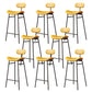 Modern Backrest Counter Stool Iron Cafe Bar Stool with Cushion and Pedal Black Yellow 8 Piece Set Clearhalo 'Bar Furniture' 'Bar Stools' 'bar_stools' 'furn' 'furn_bar_stools' 'Furniture' 'Kitchen & Dining Furniture' 6372878