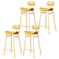 Modern Backrest Counter Stool Iron Cafe Bar Stool with Cushion and Pedal Gold Yellow 4 Piece Set Clearhalo 'Bar Furniture' 'Bar Stools' 'bar_stools' 'furn' 'furn_bar_stools' 'Furniture' 'Kitchen & Dining Furniture' 6372881