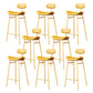 Modern Backrest Counter Stool Iron Cafe Bar Stool with Cushion and Pedal Gold Yellow 8 Piece Set Clearhalo 'Bar Furniture' 'Bar Stools' 'bar_stools' 'furn' 'furn_bar_stools' 'Furniture' 'Kitchen & Dining Furniture' 6372883