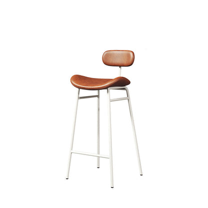 Modern Backrest Counter Stool Iron Cafe Bar Stool with Cushion and Pedal White Brown 1 Piece Clearhalo 'Bar Furniture' 'Bar Stools' 'bar_stools' 'furn' 'furn_bar_stools' 'Furniture' 'Kitchen & Dining Furniture' 6372884