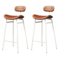 Modern Backrest Counter Stool Iron Cafe Bar Stool with Cushion and Pedal White Brown 2 Piece Set Clearhalo 'Bar Furniture' 'Bar Stools' 'bar_stools' 'furn' 'furn_bar_stools' 'Furniture' 'Kitchen & Dining Furniture' 6372885