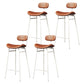 Modern Backrest Counter Stool Iron Cafe Bar Stool with Cushion and Pedal White Brown 4 Piece Set Clearhalo 'Bar Furniture' 'Bar Stools' 'bar_stools' 'furn' 'furn_bar_stools' 'Furniture' 'Kitchen & Dining Furniture' 6372886
