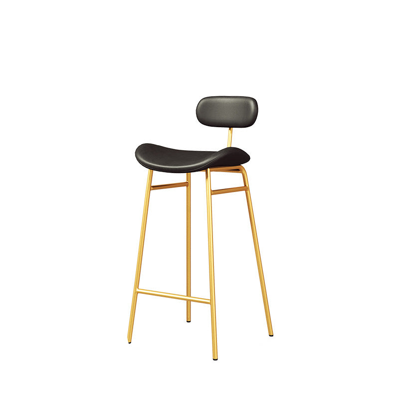 Modern Backrest Counter Stool Iron Cafe Bar Stool with Cushion and Pedal Gold Black 1 Piece Clearhalo 'Bar Furniture' 'Bar Stools' 'bar_stools' 'furn' 'furn_bar_stools' 'Furniture' 'Kitchen & Dining Furniture' 6372889