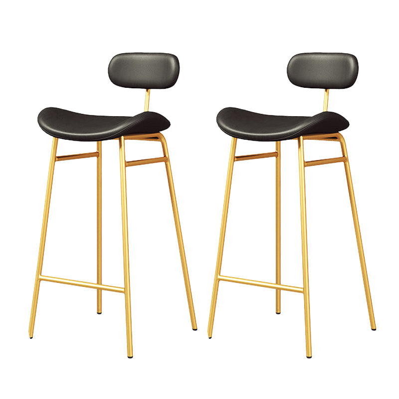 Modern Backrest Counter Stool Iron Cafe Bar Stool with Cushion and Pedal Gold Black 2 Piece Set Clearhalo 'Bar Furniture' 'Bar Stools' 'bar_stools' 'furn' 'furn_bar_stools' 'Furniture' 'Kitchen & Dining Furniture' 6372890