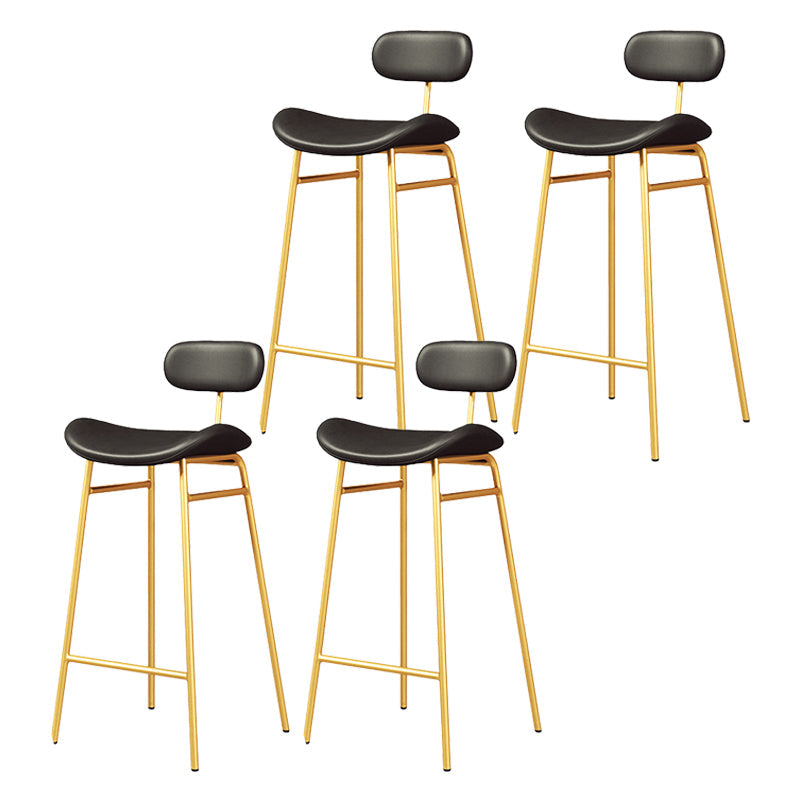 Modern Backrest Counter Stool Iron Cafe Bar Stool with Cushion and Pedal Gold Black 4 Piece Set Clearhalo 'Bar Furniture' 'Bar Stools' 'bar_stools' 'furn' 'furn_bar_stools' 'Furniture' 'Kitchen & Dining Furniture' 6372891