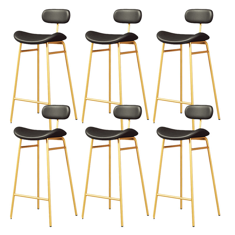 Modern Backrest Counter Stool Iron Cafe Bar Stool with Cushion and Pedal Gold Black 6 Piece Set Clearhalo 'Bar Furniture' 'Bar Stools' 'bar_stools' 'furn' 'furn_bar_stools' 'Furniture' 'Kitchen & Dining Furniture' 6372892