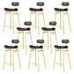 Modern Backrest Counter Stool Iron Cafe Bar Stool with Cushion and Pedal Gold Black 8 Piece Set Clearhalo 'Bar Furniture' 'Bar Stools' 'bar_stools' 'furn' 'furn_bar_stools' 'Furniture' 'Kitchen & Dining Furniture' 6372893