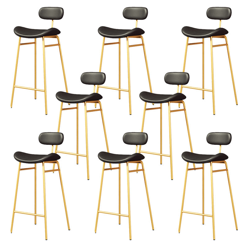 Modern Backrest Counter Stool Iron Cafe Bar Stool with Cushion and Pedal Gold Black 8 Piece Set Clearhalo 'Bar Furniture' 'Bar Stools' 'bar_stools' 'furn' 'furn_bar_stools' 'Furniture' 'Kitchen & Dining Furniture' 6372893
