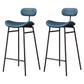 Modern Backrest Counter Stool Iron Cafe Bar Stool with Cushion and Pedal Black Blue 2 Piece Set Clearhalo 'Bar Furniture' 'Bar Stools' 'bar_stools' 'furn' 'furn_bar_stools' 'Furniture' 'Kitchen & Dining Furniture' 6372895